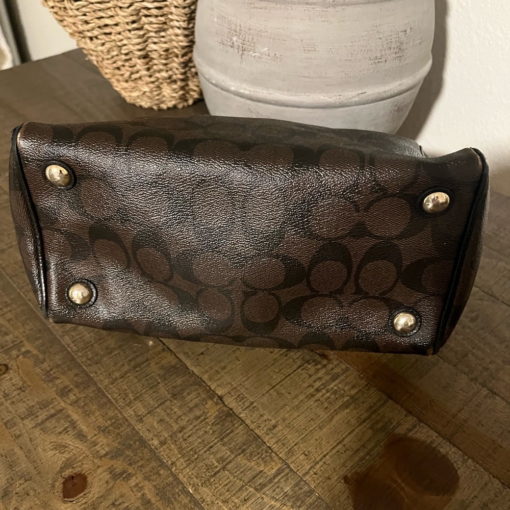 Coach Brown and Black Signature Satchel Crossbody NO STRAP - Picture 5 of 13